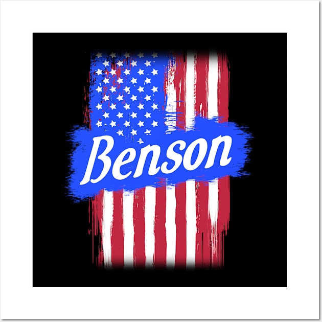 American Flag Benson Family Gift For Men Women, Surname Last Name Wall Art by darius2019